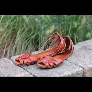 Brown ankle strap sandals